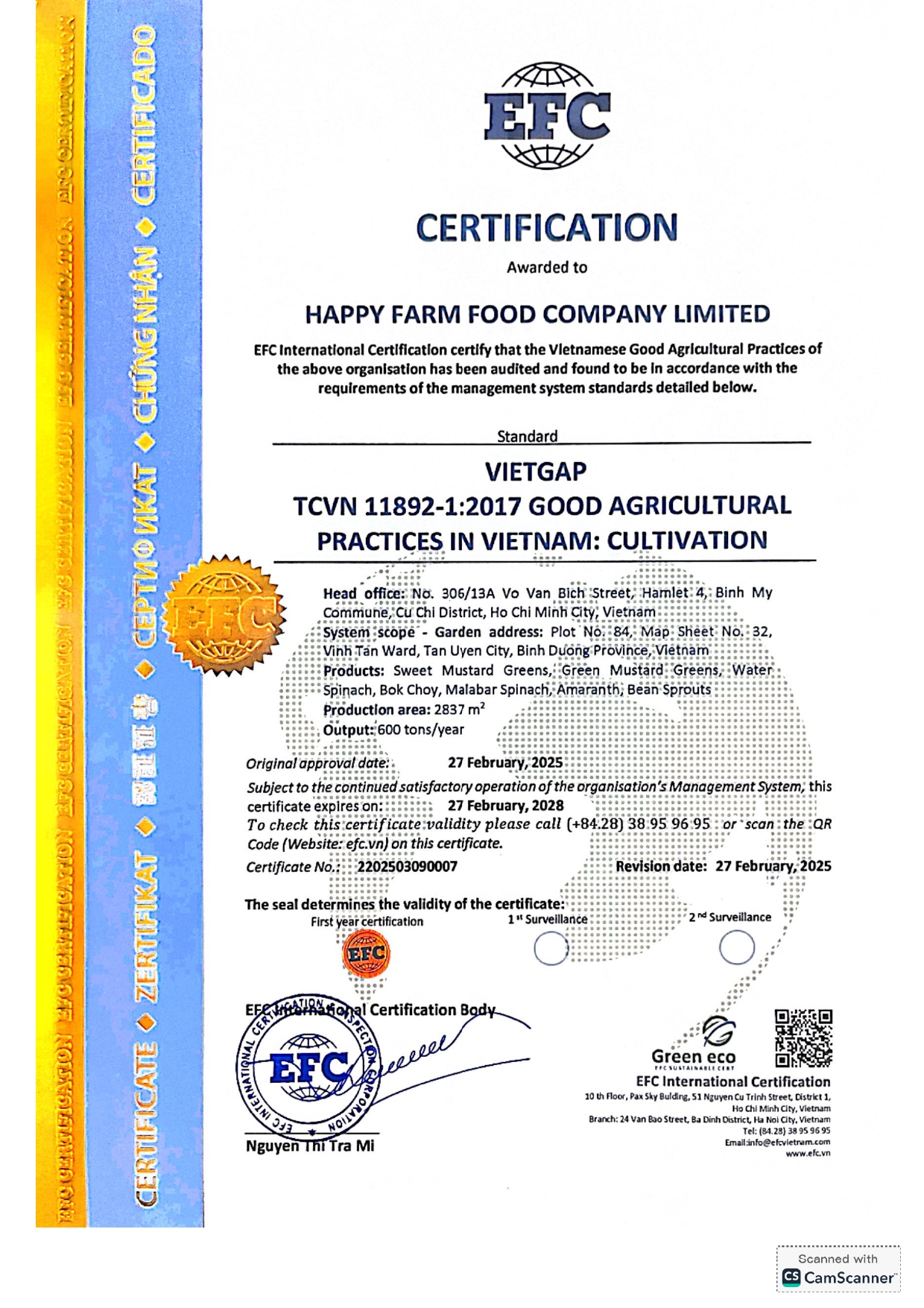 CÔNG TY TNHH THỰC PHẨM HAPPY FARM